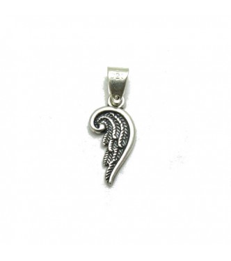 PE001264 Small sterling silver pendant charm 925 half heart angel wings